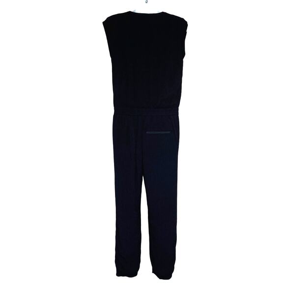 J.Crew Black Sleeveless Jumpsuit Angled Asymmetrical Front Zipper Jogger Size 2P - Picture 5 of 16